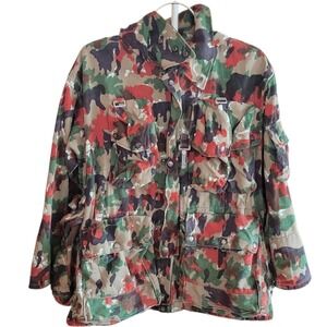 Vintage Swiss Army M70 Alpenflage Jacket Mens 48 Camo Hooded Parka 70s